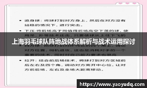上海羽毛球队阵地战体系解析与战术运用探讨